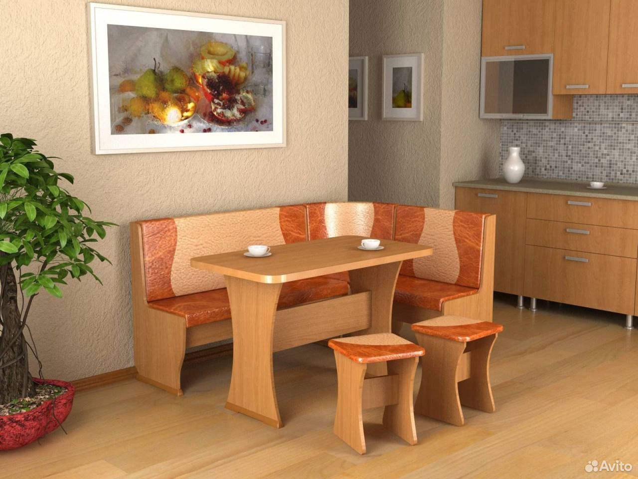 угловая стол и стулья для маленькой кухни