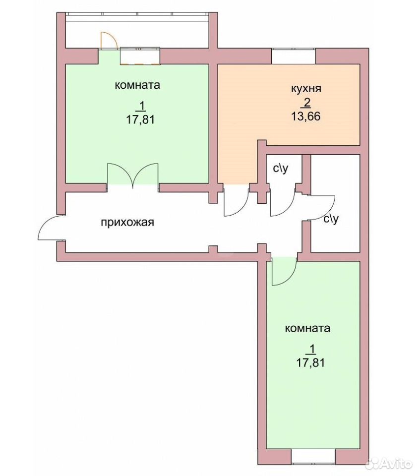 Схема 2 квартиры 97 серии