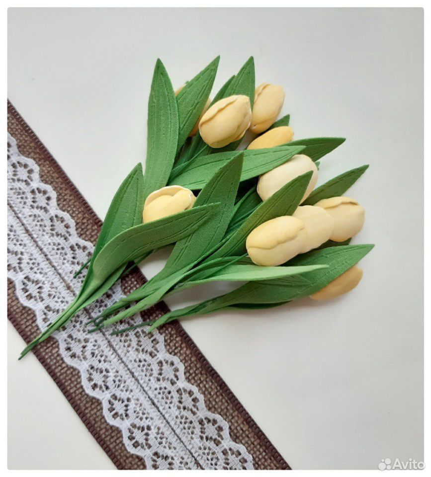 Цветы тюльпаны ручной работы из фоамирана скрапбук купить на Зозу.ру - фотография № 3