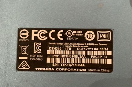 Портативный жёсткий диск Toshiba 1tb