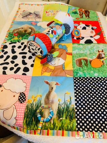 Развивающий коврик+развивающая подушка-валик