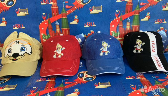 Кепки оптом. Набор кепок (4 шт) взрослых Fifa 2018