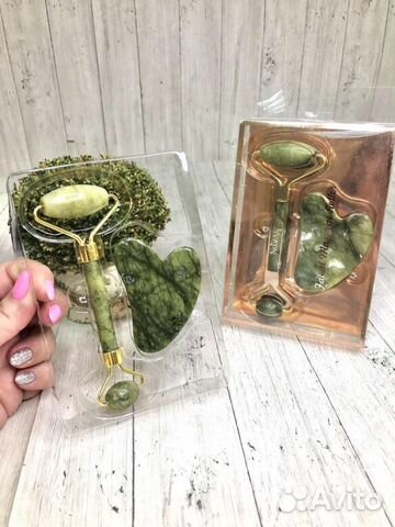 Набор Роллер и Скребок Гуаша из нефрита