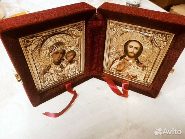 Икона, бархат, складень