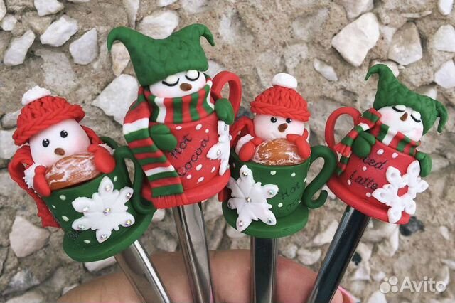 Ложки с декором из полимерной глины