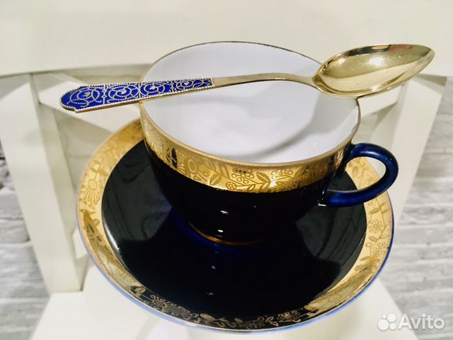 Серебро Золото Эмаль СССР Чайная ложка