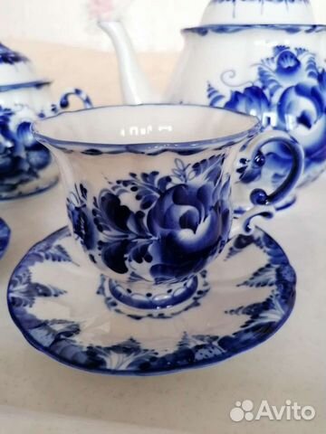Чайный сервиз гжель тонкостенный новый