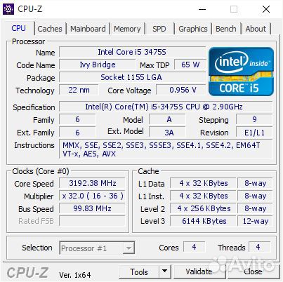 Процессор Intel Core i5 3475s, socket 1155