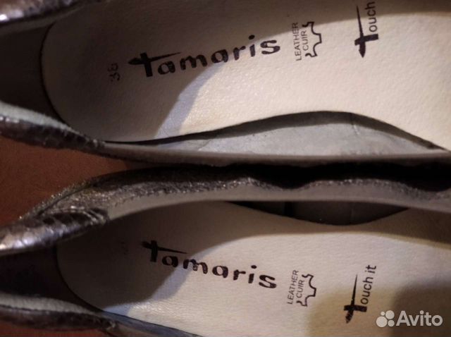 Серебряные кожаные туфли Германия Таmaris р38