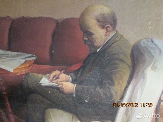 Картина маслом на холсте в раме Ленин