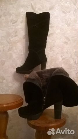 Сапоги новые зимние, замша, натуральный мех
