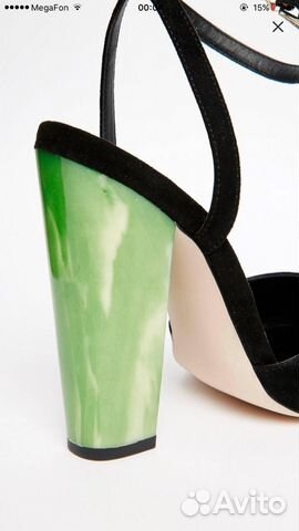 Черные босоножки лодочки на высоком каблуке