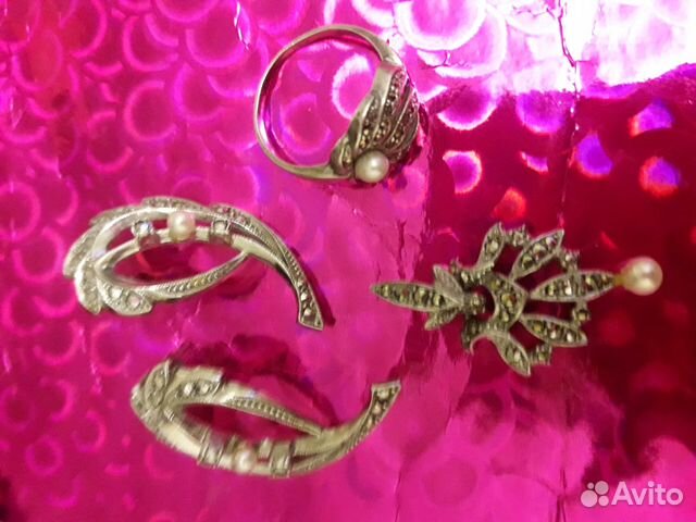 Серьги из серебра с марказитом