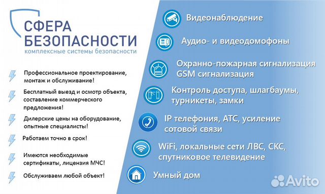 Видеонаблюдение, Пожарная сигнализация, Скуд, WiFi