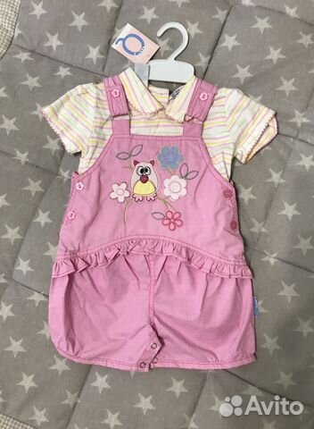 Новый комплект полукомбинезон футболка 86