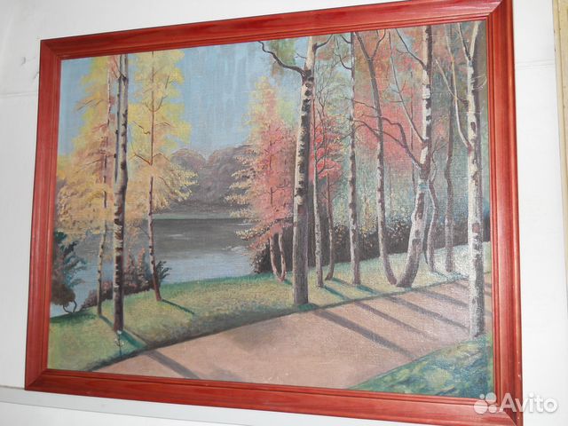 Пейзаж Дорога в парке холст масло СССР или трофей