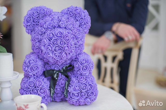 Мишка из роз 40 см в подарочной коробке