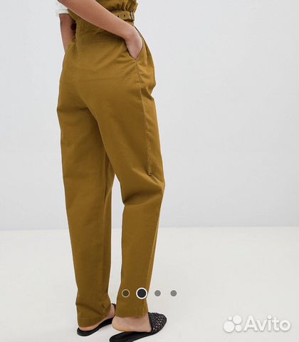 Брюки чинос высокая посадка ASOS