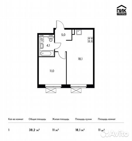 1-к квартира, 38.2 м², 1/15 эт. 1-к квартира, 38.2 м², 1/15 эт.