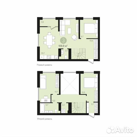 3-к квартира, 109.8 м², 5/10 эт.