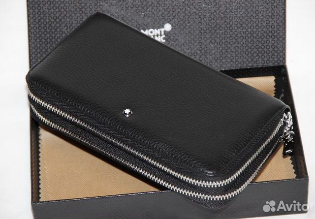 Мужской кожаный клатч Montblanc new 2x black Мужской кожаный клатч Montblanc new 2x black