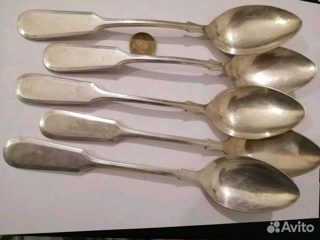 Столовые ложки. Серебро 875 пр. СССР. 5 шт Столовые ложки. Серебро 875 пр. СССР. 5 шт