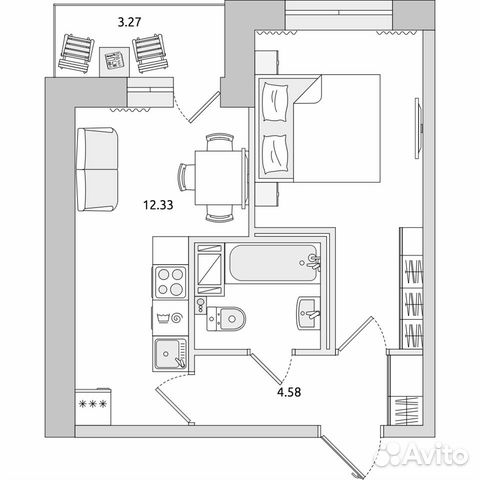 1-к квартира, 35.7 м², 19/20 эт.