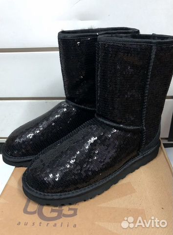 UGG угги, черные с пайетками