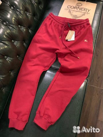 Бардовые Трикотажные Штаны Burberry London Бардовые Трикотажные Штаны Burberry London