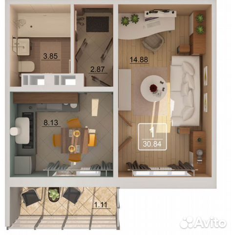 1-к квартира, 31 м², 8/19 эт. 1-к квартира, 31 м², 8/19 эт.