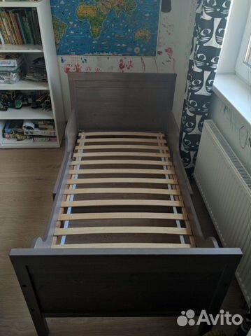 Кровать детская раздвижная Икеа+ реечное дно+ матр