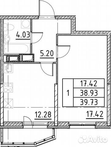 1-к квартира, 41.6 м², 18/19 эт.