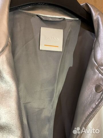 Куртка кожаная серебро Hugo Boss