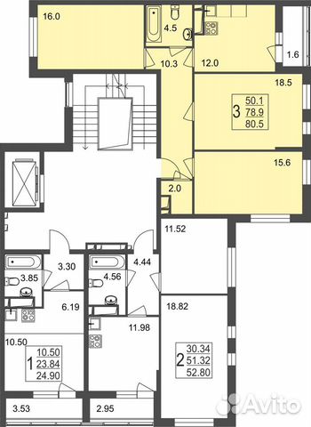 3-к квартира, 80.5 м², 6/8 эт. 3-к квартира, 80.5 м², 6/8 эт.