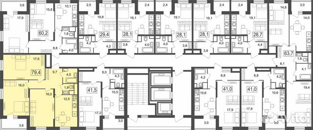 3-к квартира, 79.4 м², 7/25 эт.