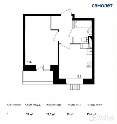 1-к квартира, 33 м², 9/17 эт. 1-к квартира, 33 м², 9/17 эт.