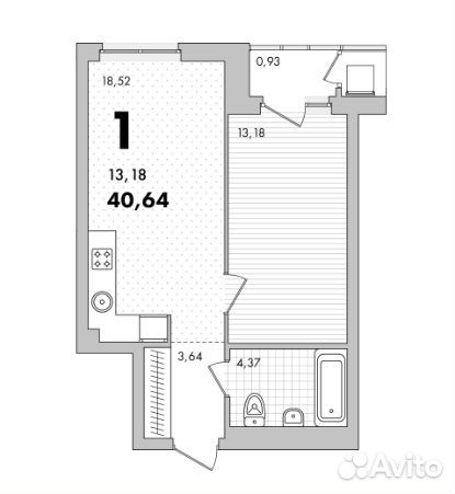 1-к квартира, 40.6 м², 25/25 эт. 1-к квартира, 40.6 м², 25/25 эт.