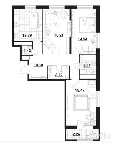 3-к квартира, 88 м², 10/22 эт. 3-к квартира, 88 м², 10/22 эт.