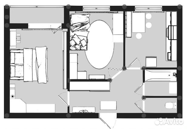 2-к квартира, 58 м², 4/9 эт.