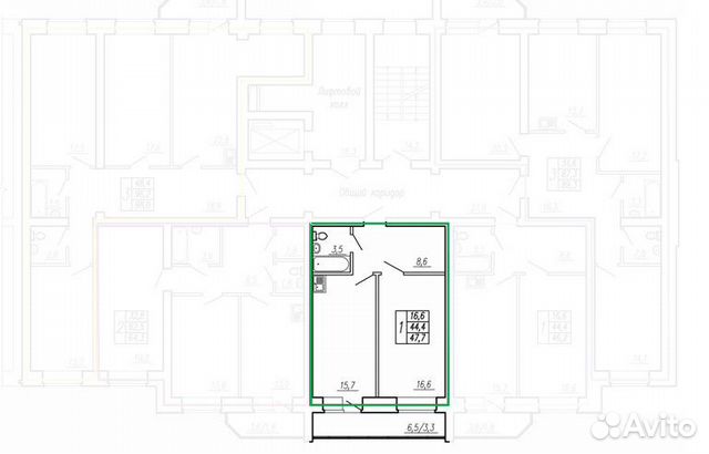 1-к квартира, 44.7 м², 4/5 эт.