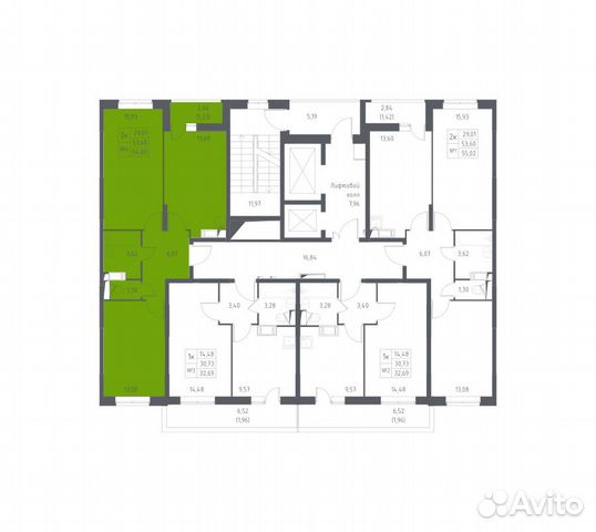 2-к квартира, 54.8 м², 9/17 эт.