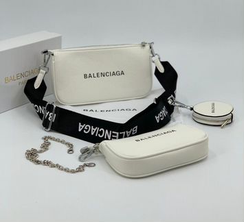 Новая женская сумка из кожи 3 в 1 белая Balenciaga
