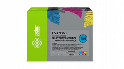 Картридж HP 134 (C9363HE) цветной, Cactus