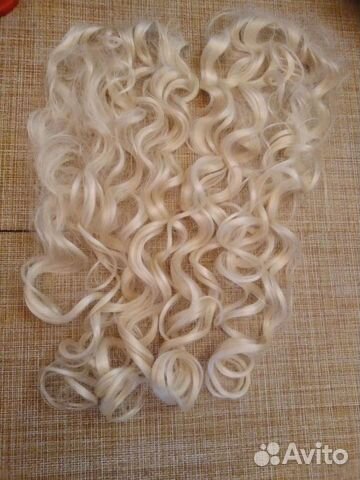 Волосы на заколках (хвост). Блонд. 55/70 см