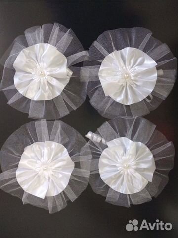 Банты на ручки автомобиля для свадьбы