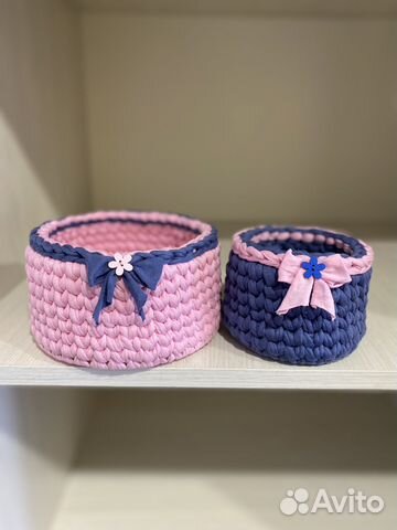 Вязаные корзинки для хранения