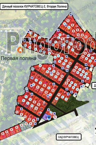 Карта снт курчатовец с номерами участков