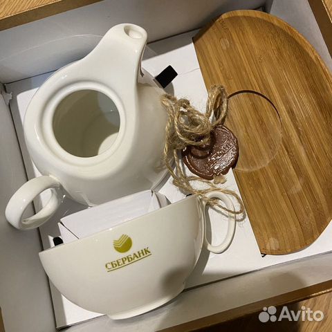 Набор подарочный чайник+чашка с блюдцем «сбербанк»