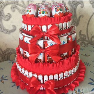 Киндер коробка, торт, букет сюрприз