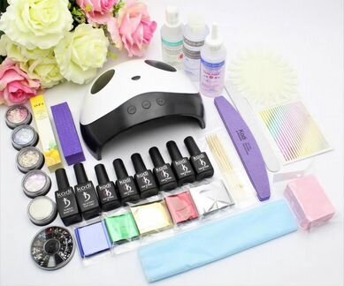 Большой стартовый набор для маникюра с лампой